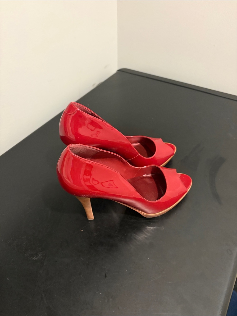 Aldo Red Patent Peep-Toe Heels